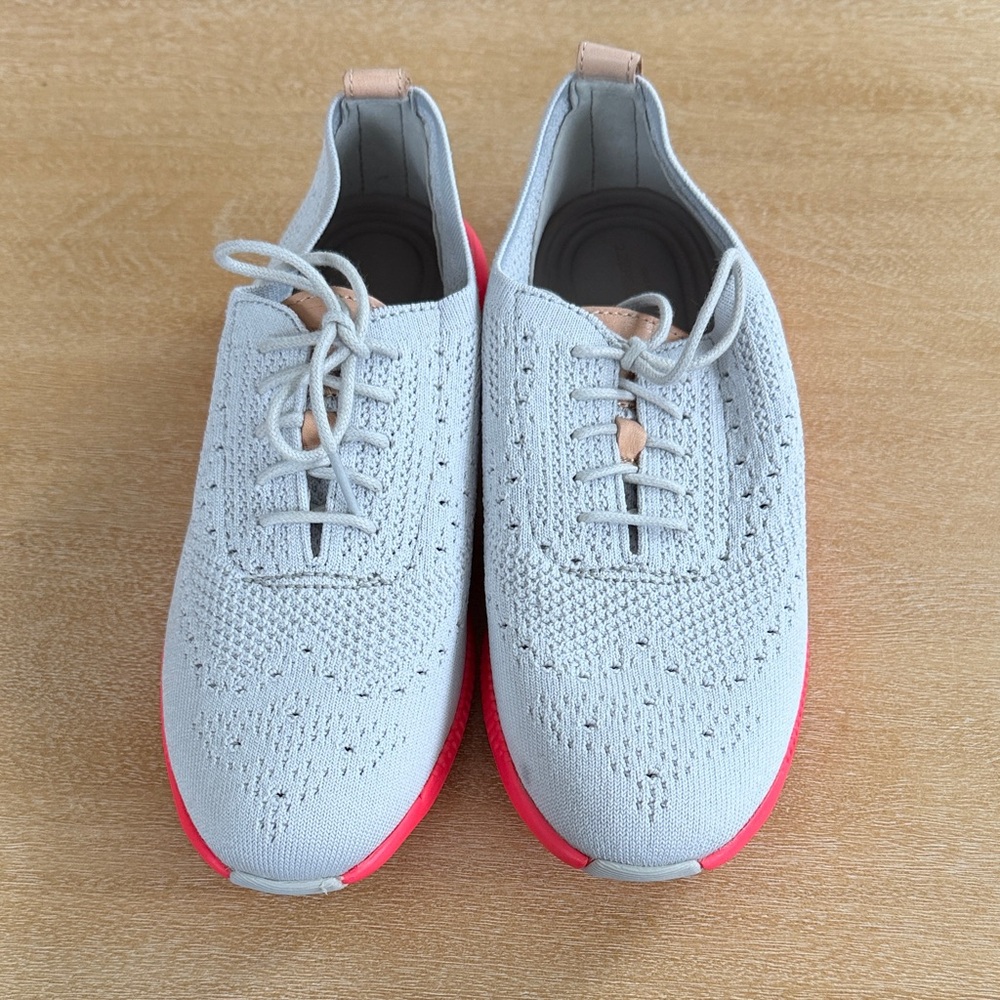 Cole Haan Original Grand Gray and Hot Pink Knit Oxfords